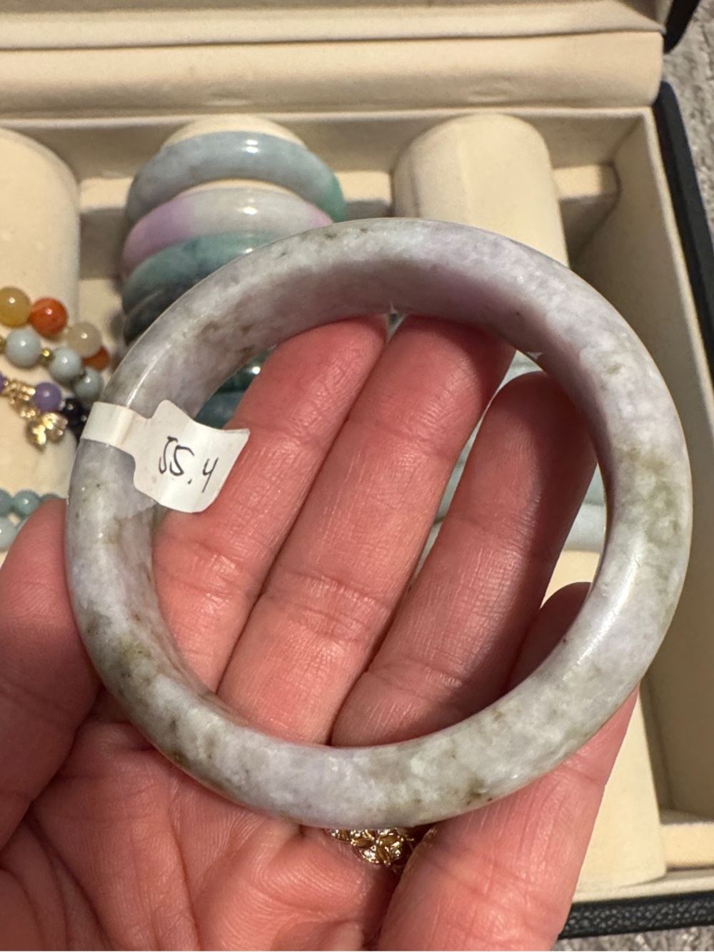 Lavender-Green Jade Bangle Bracelet - Women Jewelry